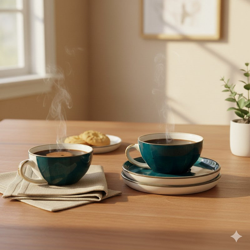 Aura Sip Cup & Saucer (240 Ml) - Four Piece Set