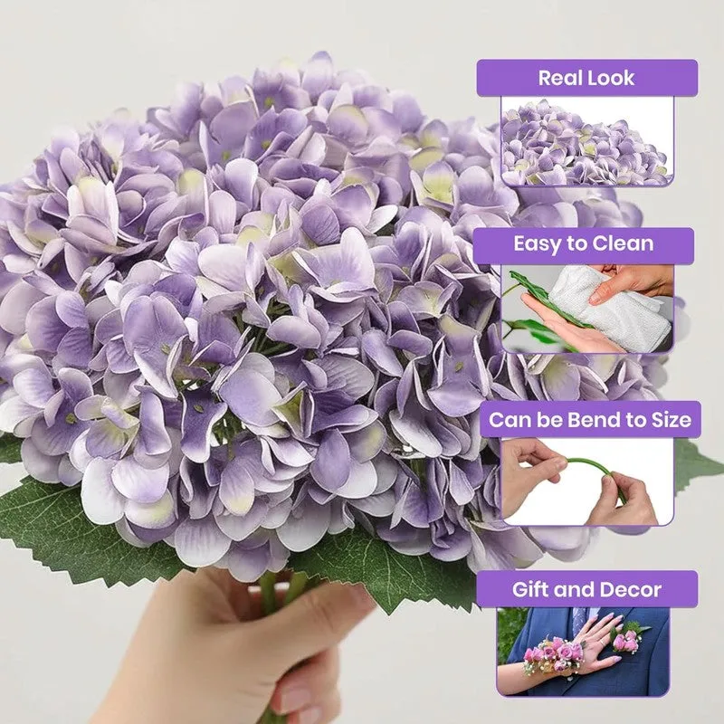 Lilac Aura Polyester Artificial Hydrangea Flower - Set of Four media 5