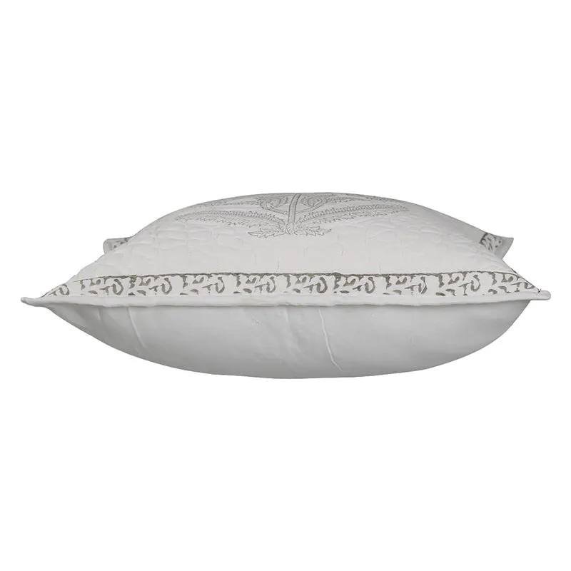 India Circus Silver Flora Tufted Cotton Cushion Cover - Set Of Two media 6