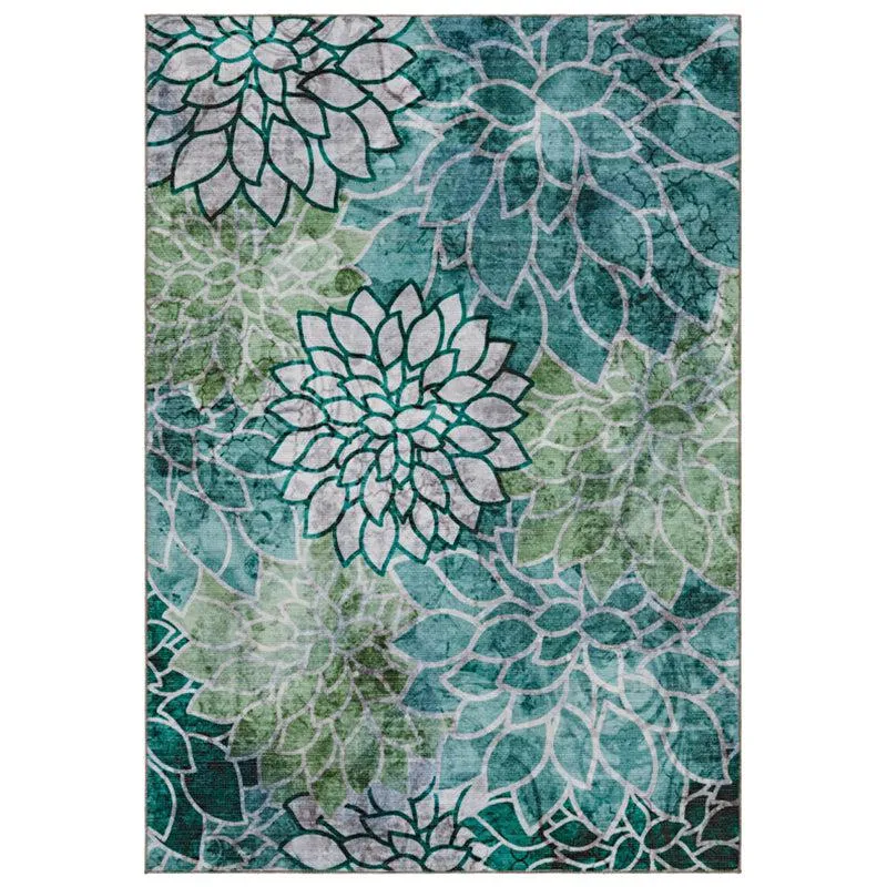 Enaya Floral Polyester Carpet - Turquoise media 1