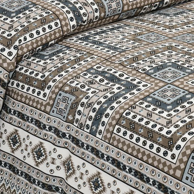 Sangita Weave Geometric Cotton Bedsheet (Grey & White) - 160 TC media 3