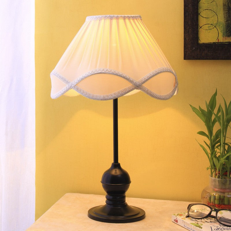 Flamestrae Cotton Table Lamp With Iron Base - Ivory