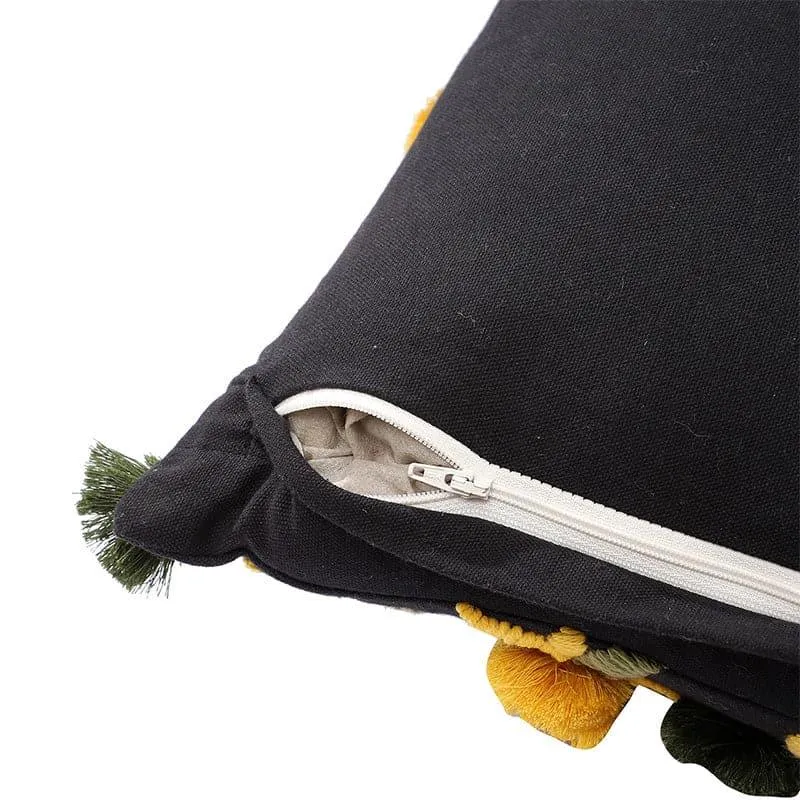 Floro Magica Embroidered Cushion Cover - Black media 6