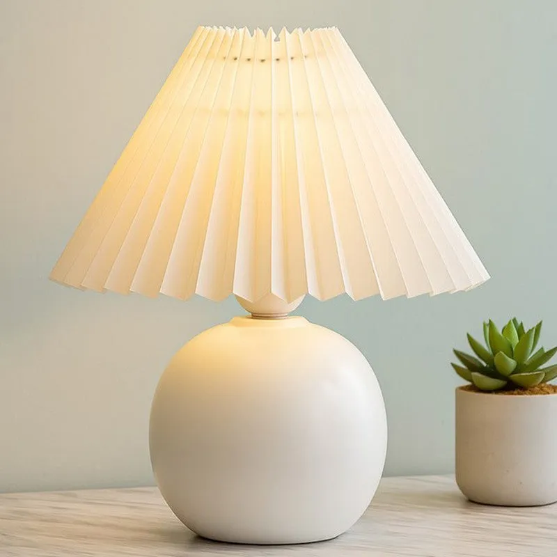 Ibex Pleated Fabric Table Lamp - White media 1