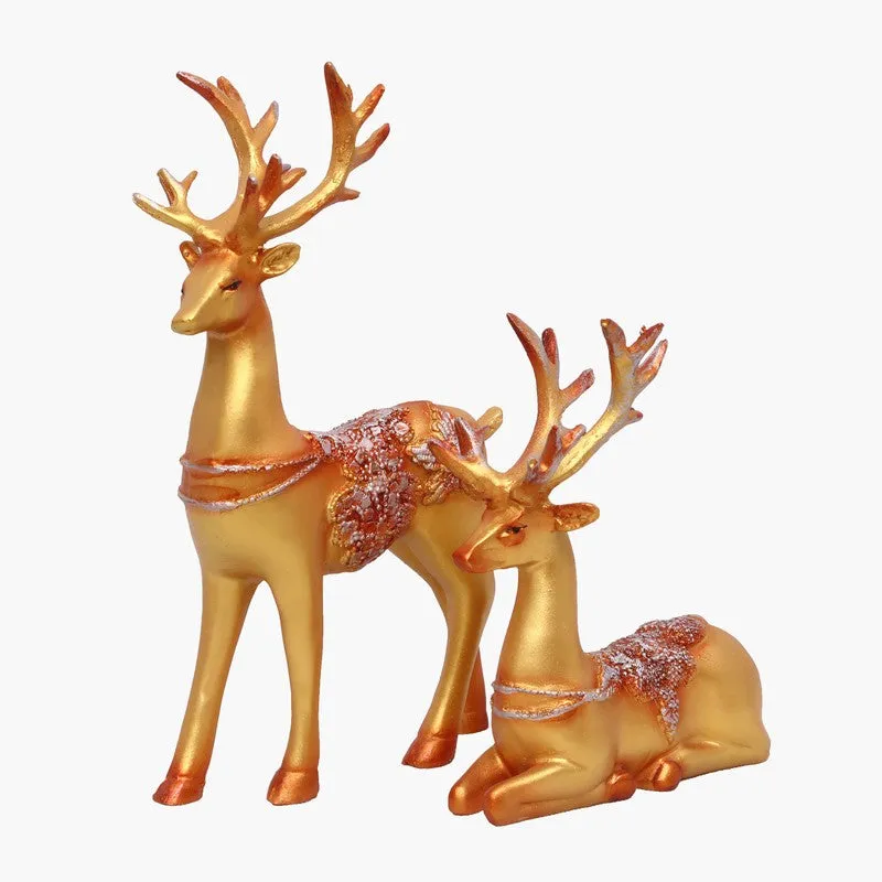 Opulent Deer Polyresin Showpiece (Gold) - Set Of Two media 3