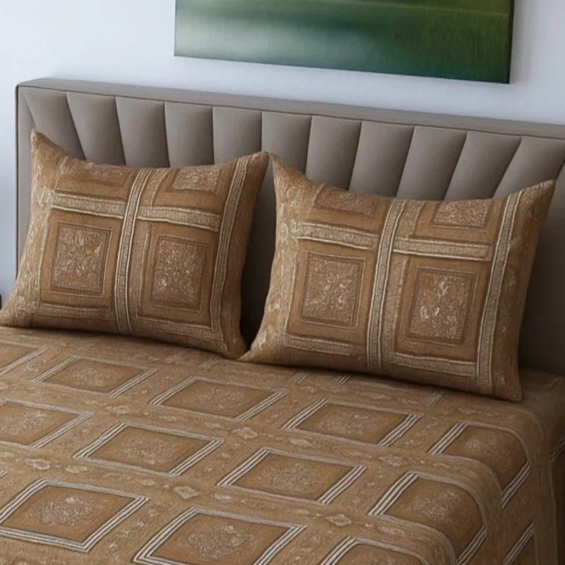 Kalaash Cotton Bedsheets (Beige) - 400 TC media 3