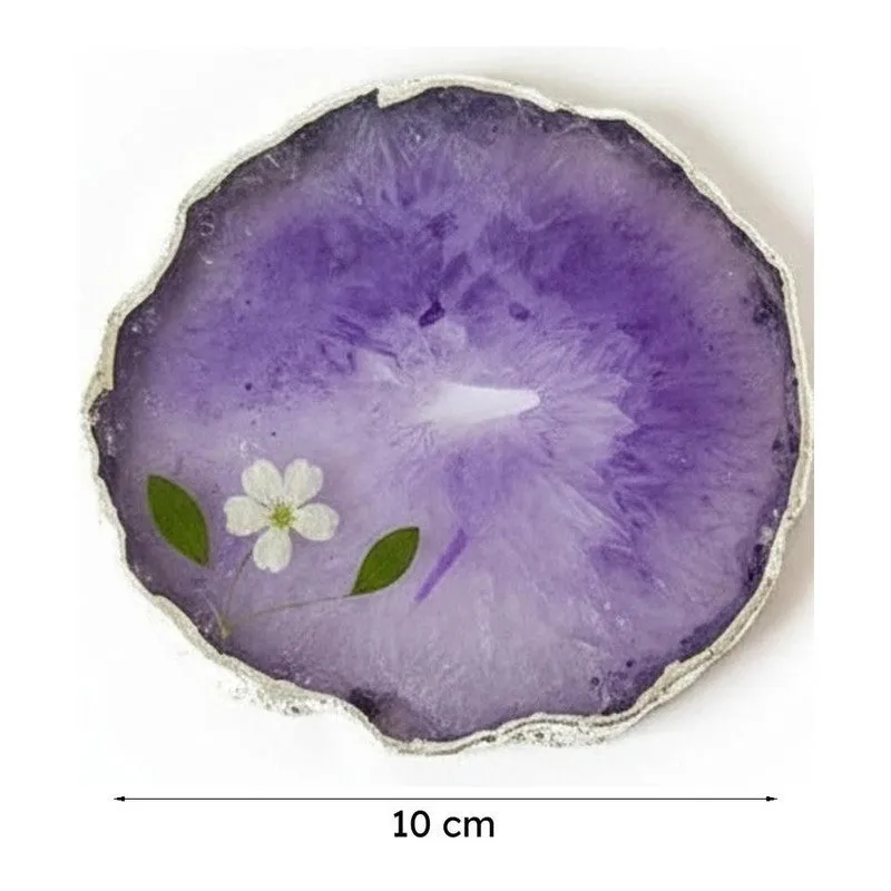 Silasa Handcrafted Crystal Agate Coaster (Purple) - Set Of Four media 5