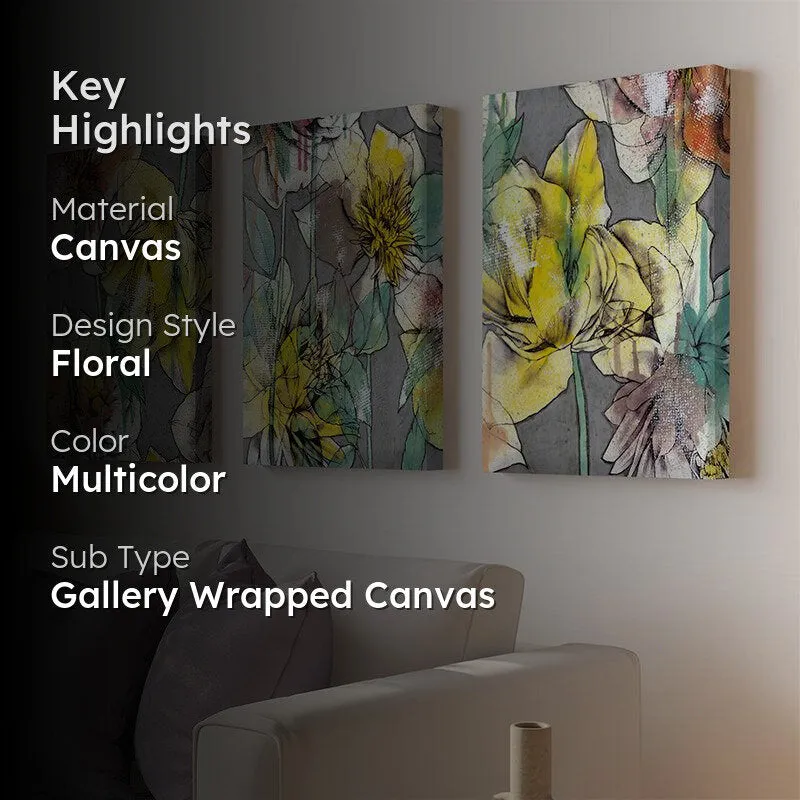 Musica Bloom Canvas Wall Painting - Set Of Three media 2
