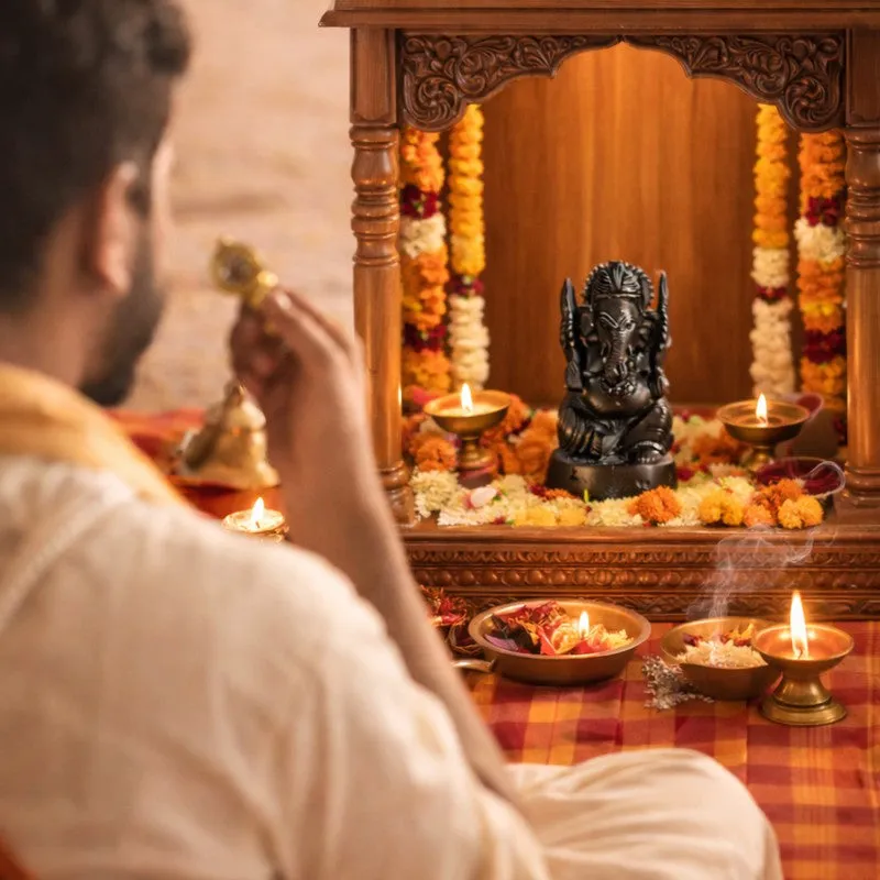 Sri Ganesh Divine Ebony Wood Idol media 5