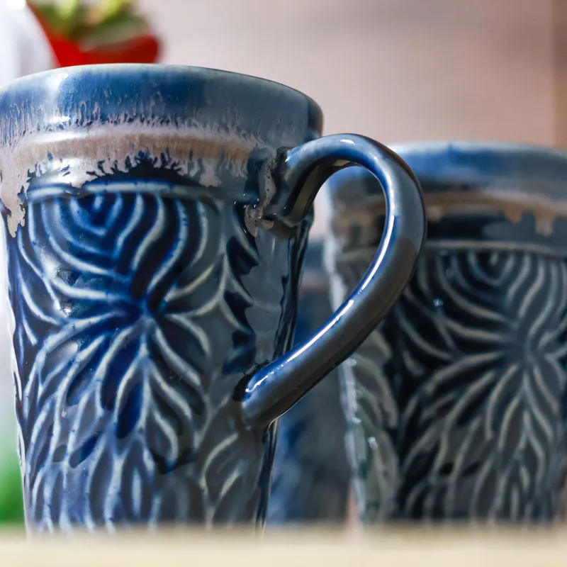 Ceramuse Ceramic Coffee Mug (300 mL Each/Deep Blue) - Set of Eight media 5
