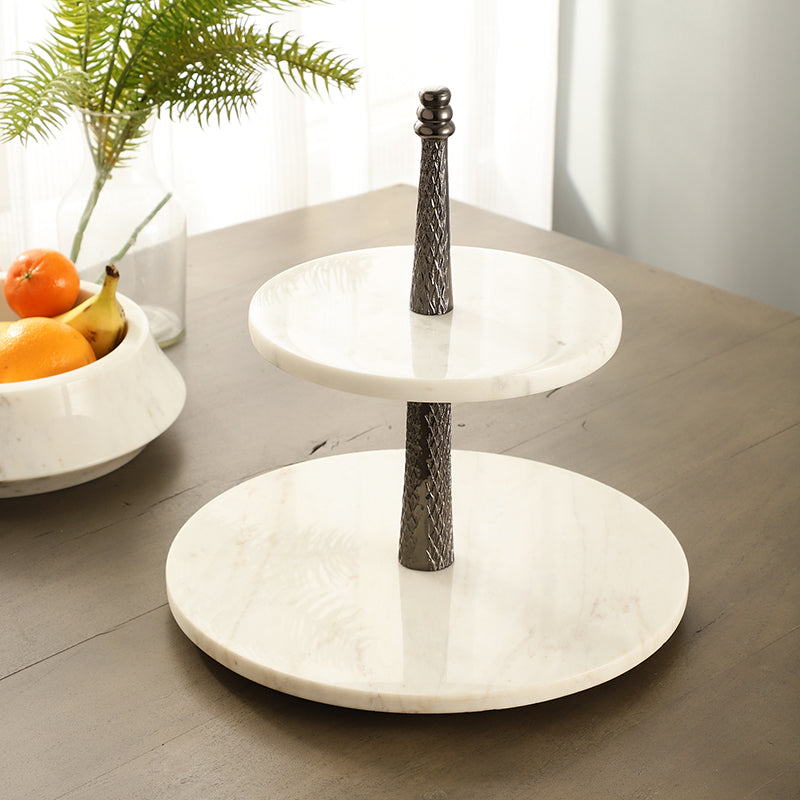 Malach Two Tiered Marble Platter - Black media 6