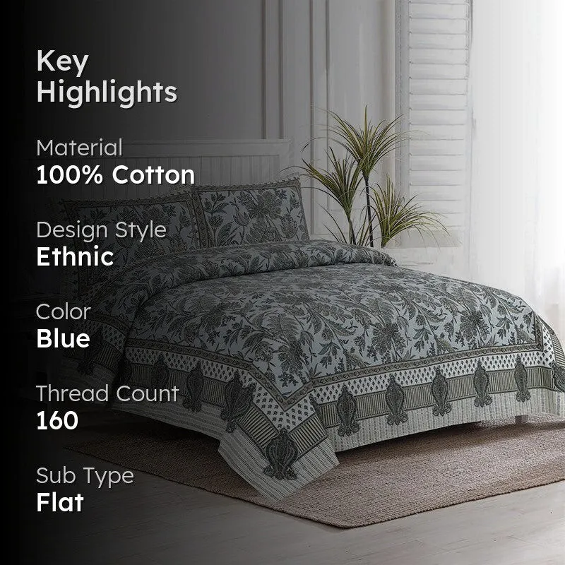 Mohitaa Printed Cotton Bedsheet (Green) - 160 TC media 2