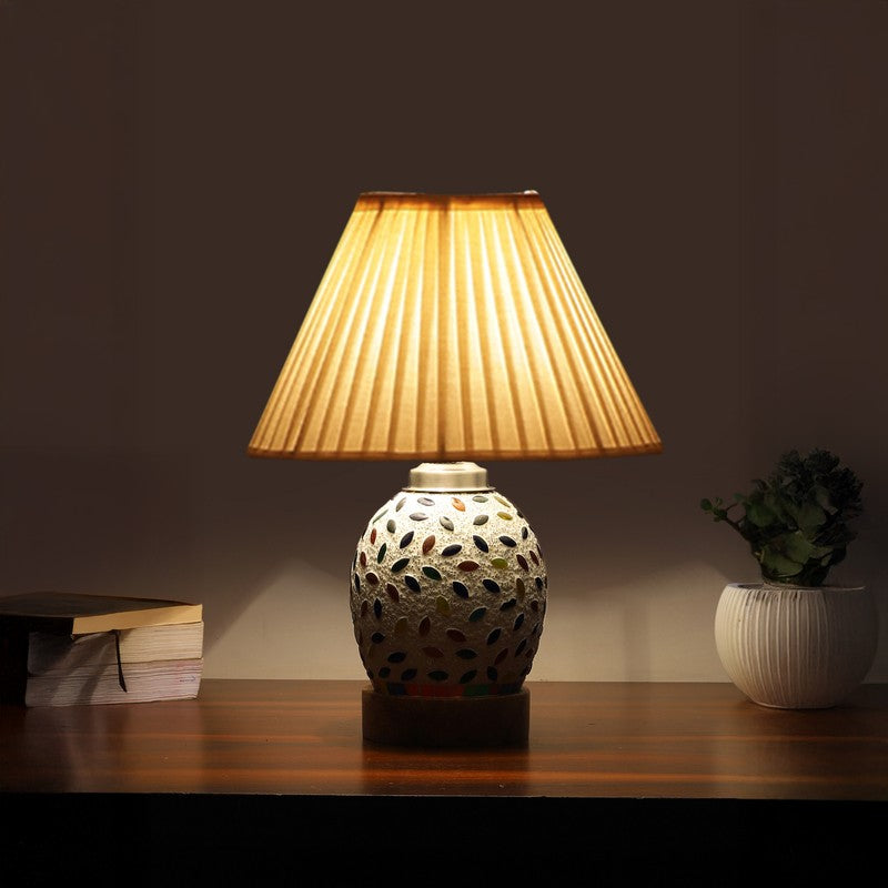 Elyra Pleatra Wooden Table Lamp - Multicolor