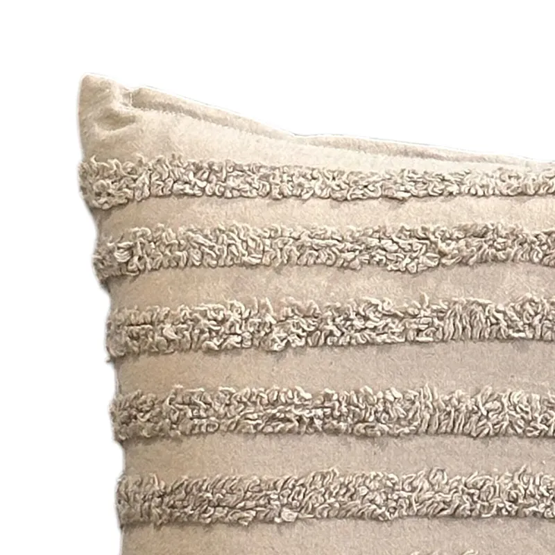 Thea Stripe Tufted Cushion Cover - Beige media 4