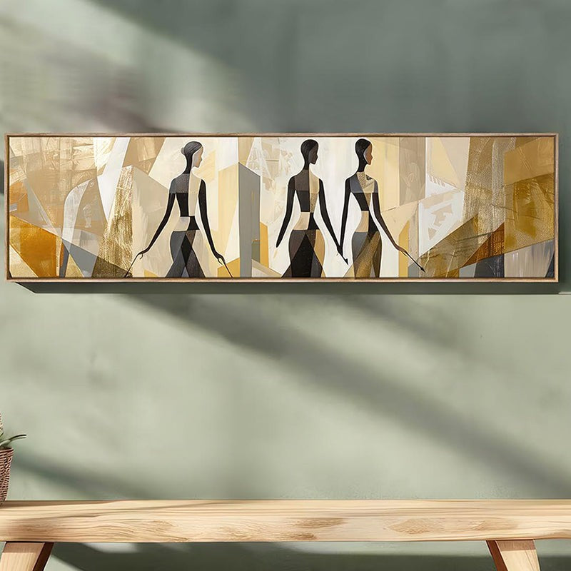 Earthy Silhouettes Boho Canvas Wall Art With Frame - Brown media 5