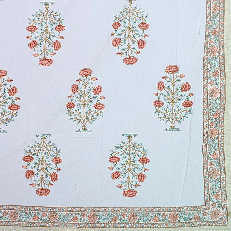 ShahiGuldaan Handblock Printed Cotton Bedsheet (Orange) - 400 TC media 8