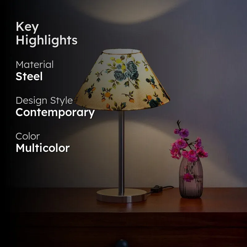 Noctra Velor Floral Table Lamp - Multicolor media 2