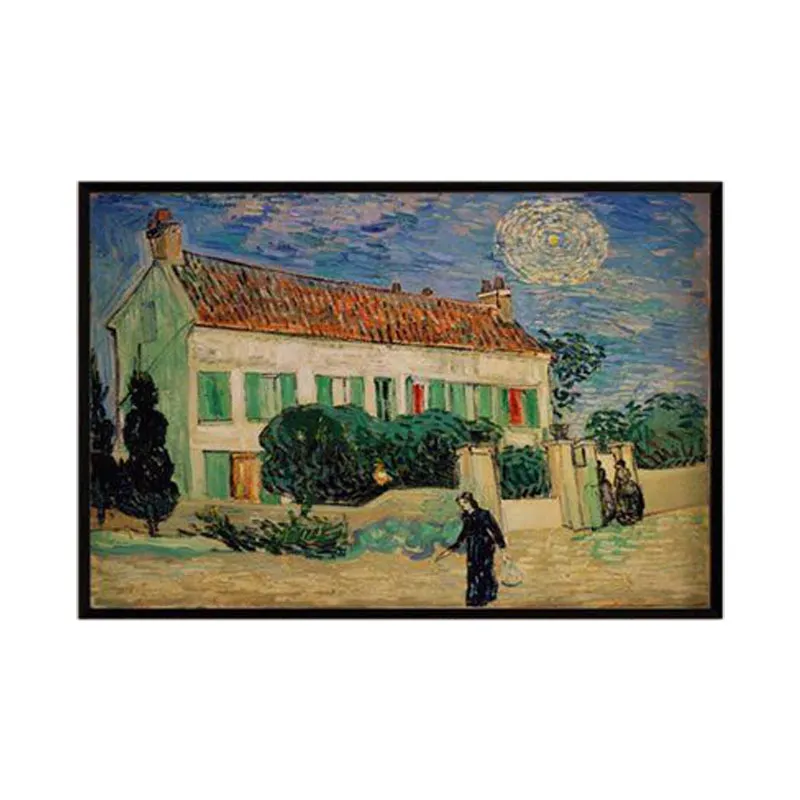 Whitehousenight By Vincent Van Gogh - Black Frame media 6