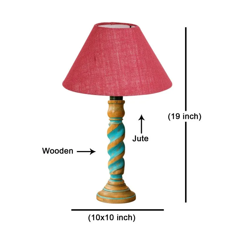 Elara Vela Wooden Table Lamp - Pink media 8