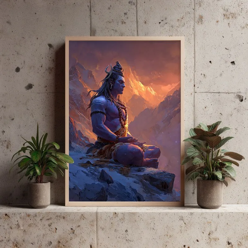 Mahadev in Deep Trance I Archival Paper Wall Art - Natural Brown Frame media 4