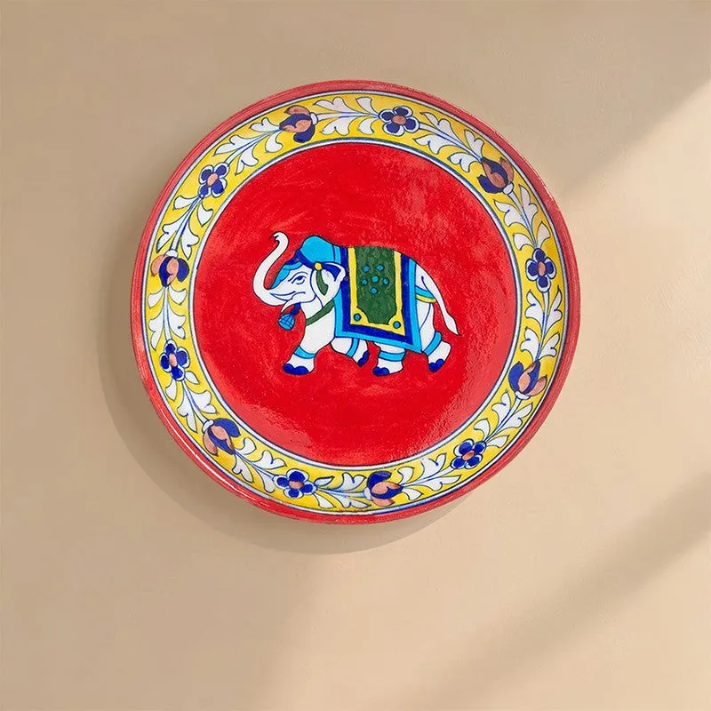 Gajendra Ceramic Decorative Wall Plate - Red media 1