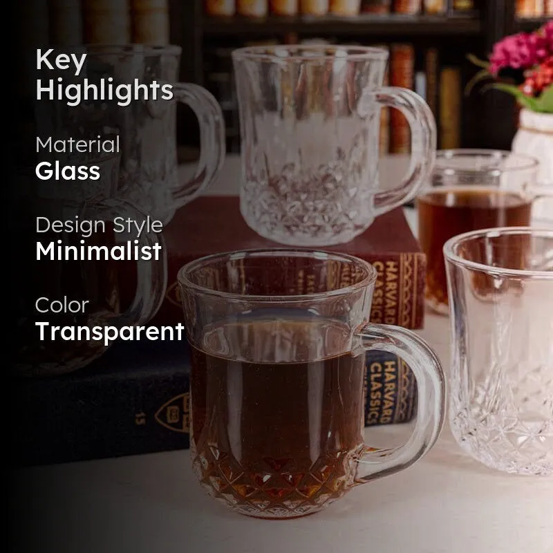 Crux Glass Tea Cup (210 mL Each) -  Set of Six media 2