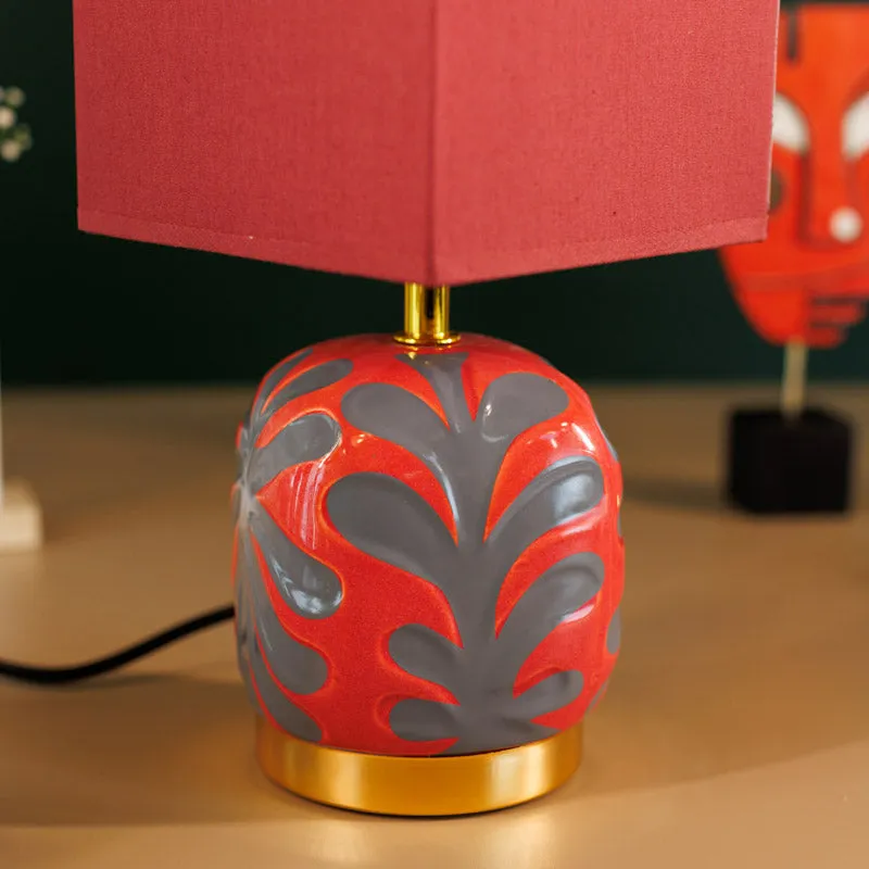 Savena Ceramic Table Lamp - Red,Grey media 6