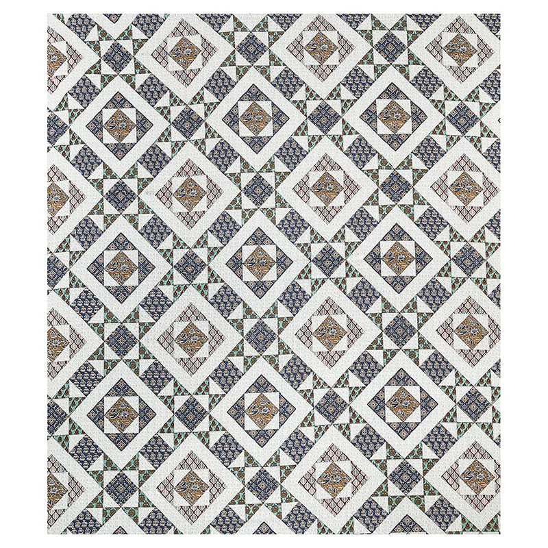 Adire Geometric Cotton Bedsheet (Blue) - 160 TC media 3