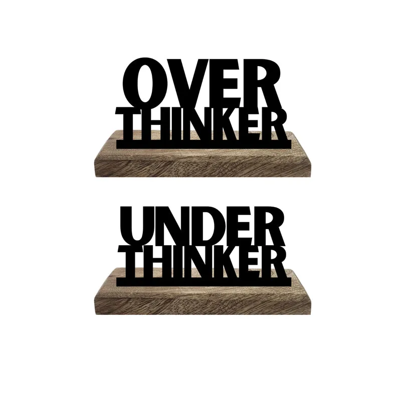 Overthinker & Underthinker Typography Showpiece - Set Of Two media 4