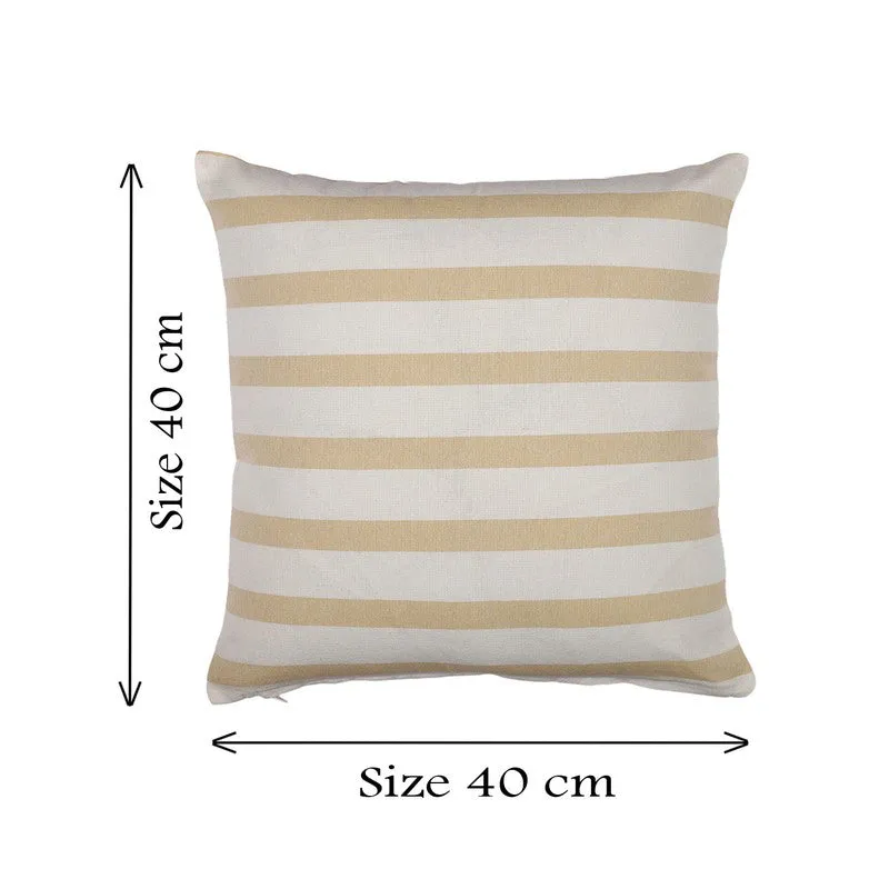 Bold Stripe Cotton Cushion Cover (Beige) - Set of Two media 6