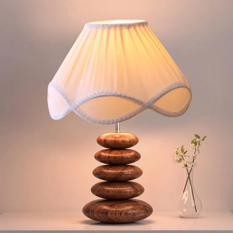 Raelynn Cotton Table Lamp With Wooden Base - Ivory media 6