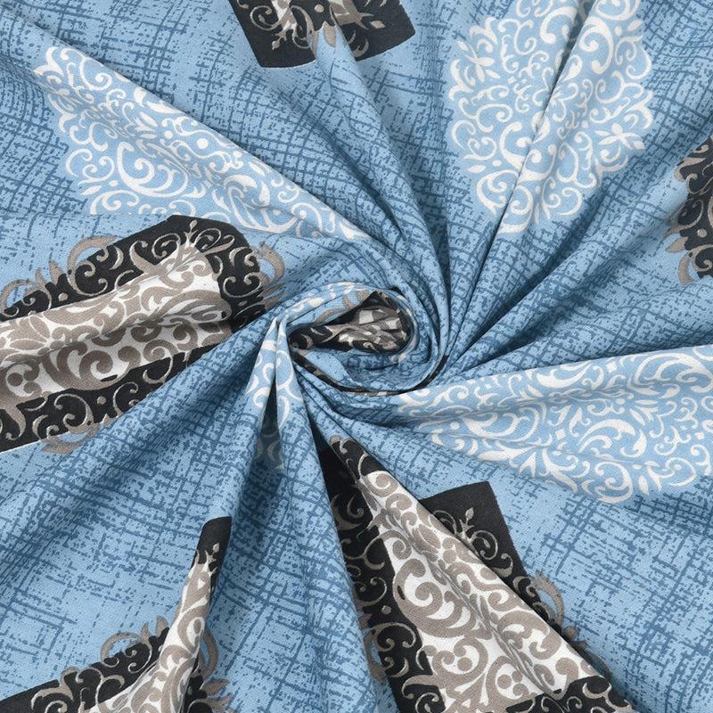 Metro Matrix Geometric Cotton  Bedsheet (Blue) - 140 TC media 4