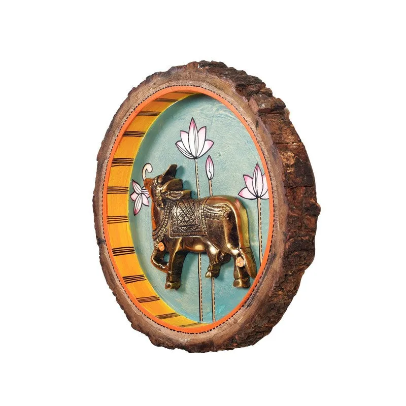 Beyricon Decorative Mango Wood Cow Round Wall Accent media 4