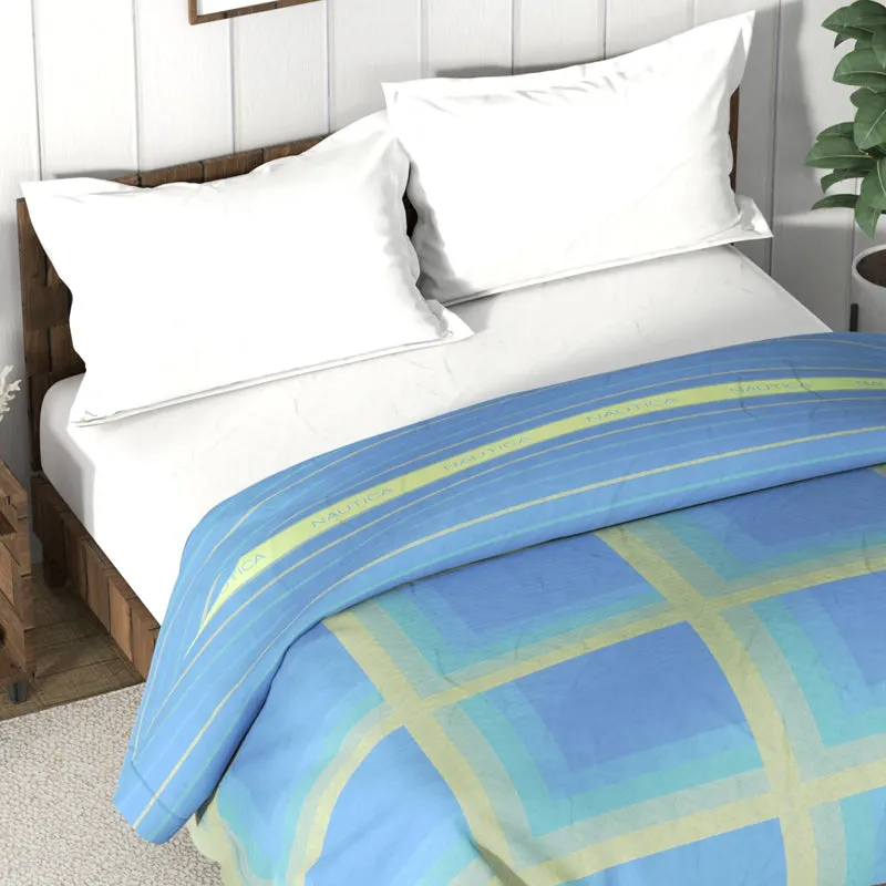 Nautica Refined Mosaic Reversible Comforter (Blue,Beige) - 130 GSM media 4