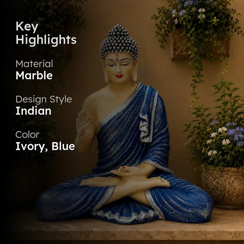 Moksha Aura Buddha Marble Idol - Blue - 2