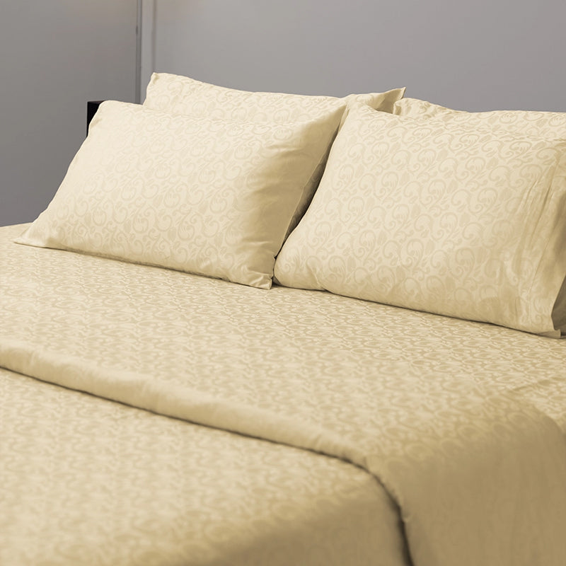 Coral Bloom Jacquard Cotton Bedsheet (Ivory) - 300 TC media 4
