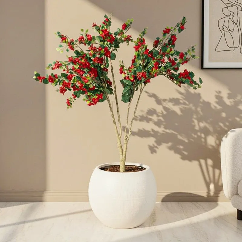 BlossomBerry Artificial Flower Plant With Black Fiber Pot - 6.3 Feet media 1