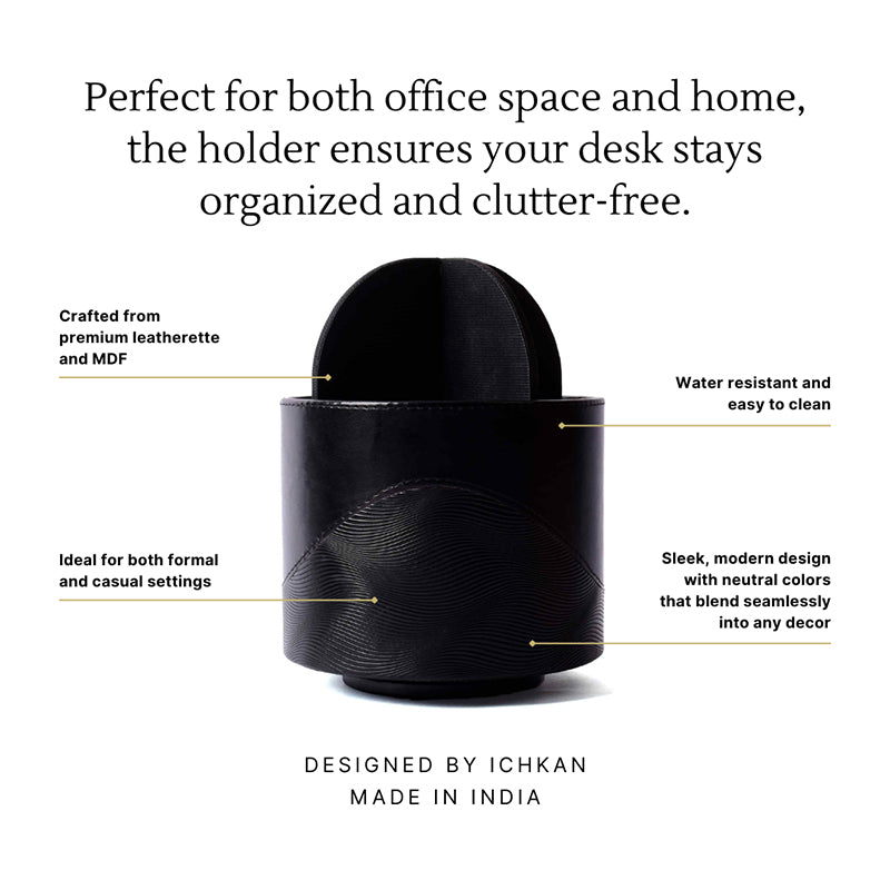 Veltrix Faux Leather Pen Stand - Black media 7