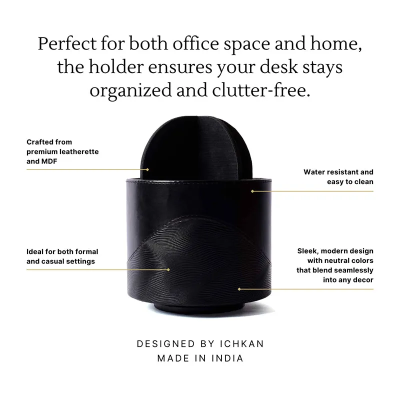 Veltrix Faux Leather Pen Stand - Black media 7