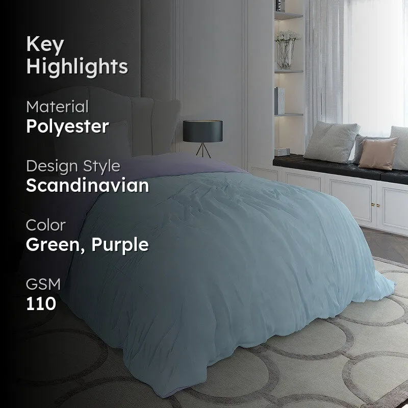 Monte Carlo Softelle Solid Polyester Reversible Comforter (Sea Green & Purple) - 110 GSM media 2