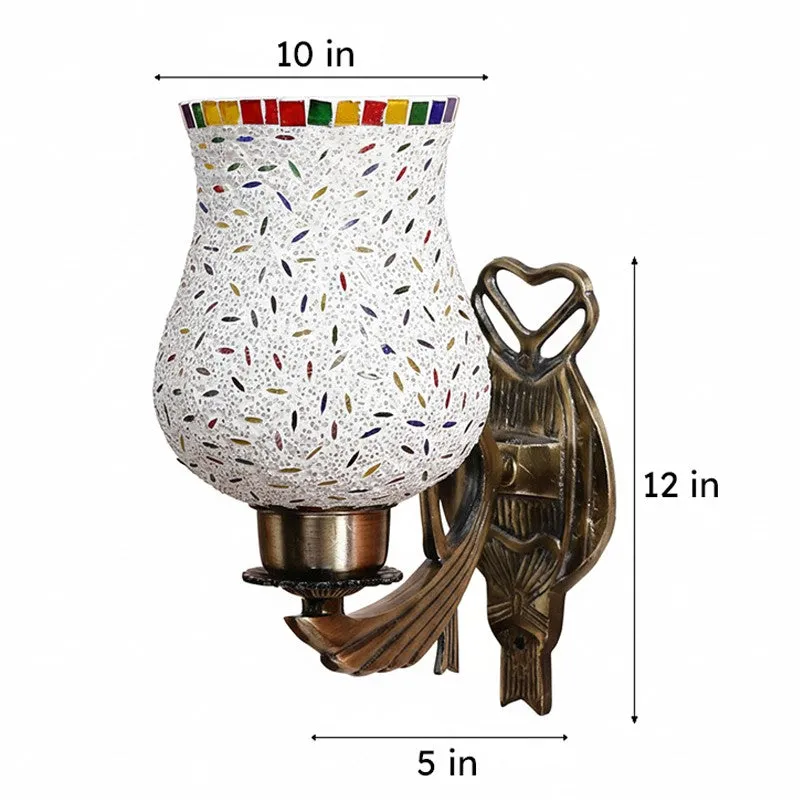 Aesta Love Gleam Mosaic Glass & Metal Wall Lamp media 5