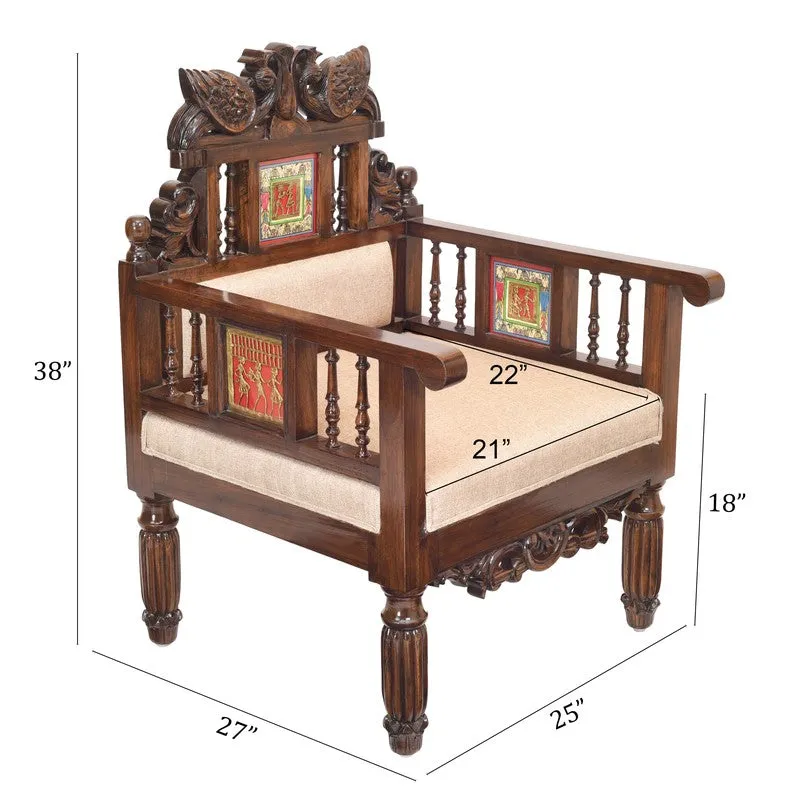 Mallika Teak Wood Accent Chair media 8
