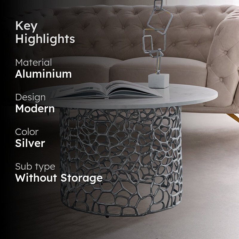 Intrica Fat Aluminum Center Table - Silver media 2