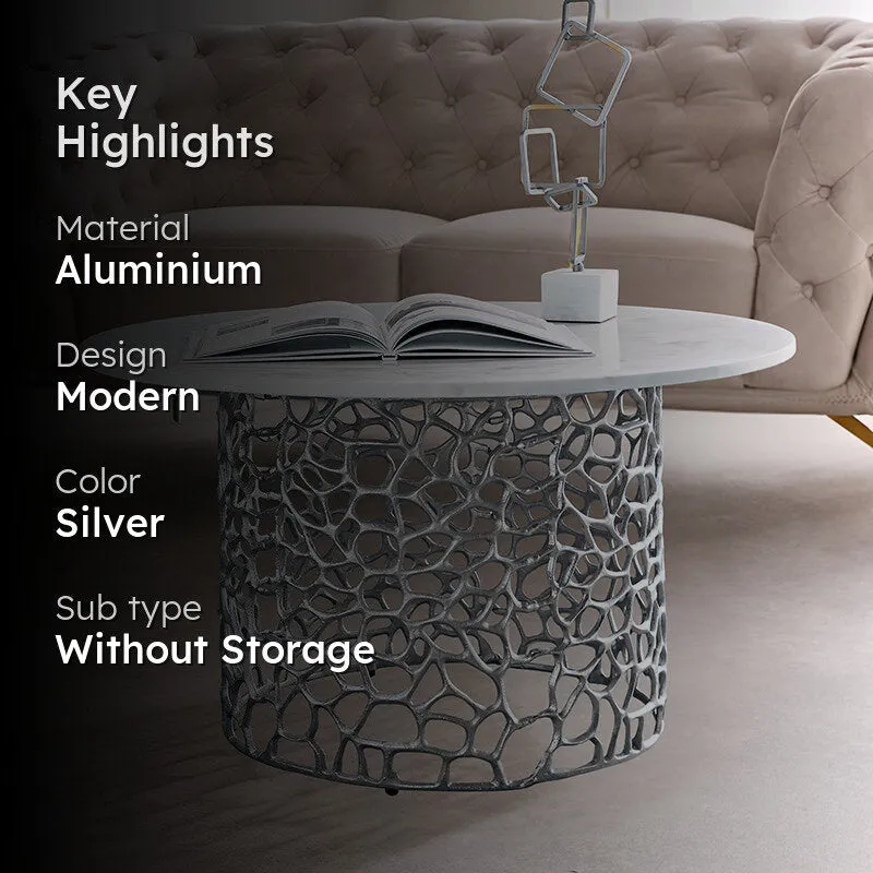 Intrica Fat Aluminum Center Table - Silver media 2