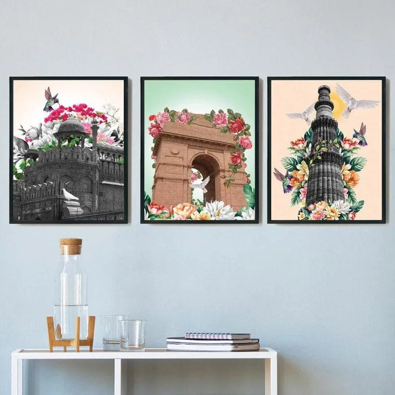 The Marvellous Heritage Framed Paper Wall Painting - Set Of Three media 1