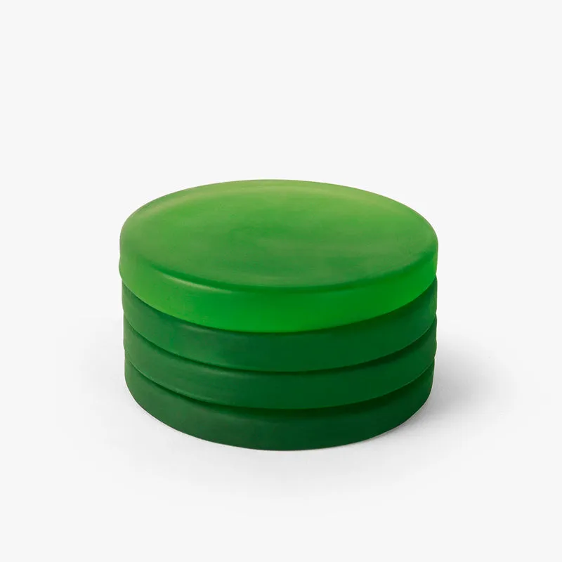 Glossy Drop Glass Coaster (Green) - Set Of Four media 3