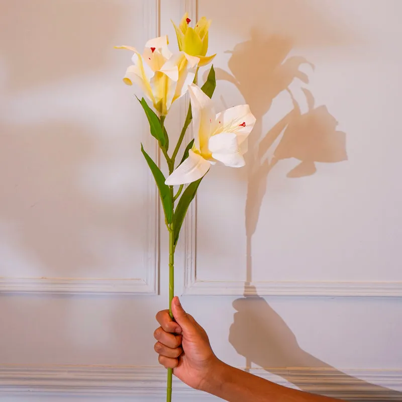 Faux Orienpet Lily Flower Stick (Cream) - 24 CM media 3