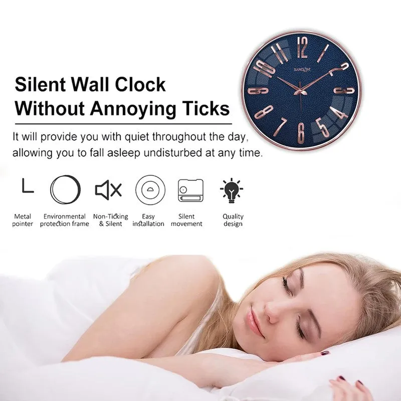 Elite Numeric Plastic Wall Clock - Blue & Rose Gold media 6