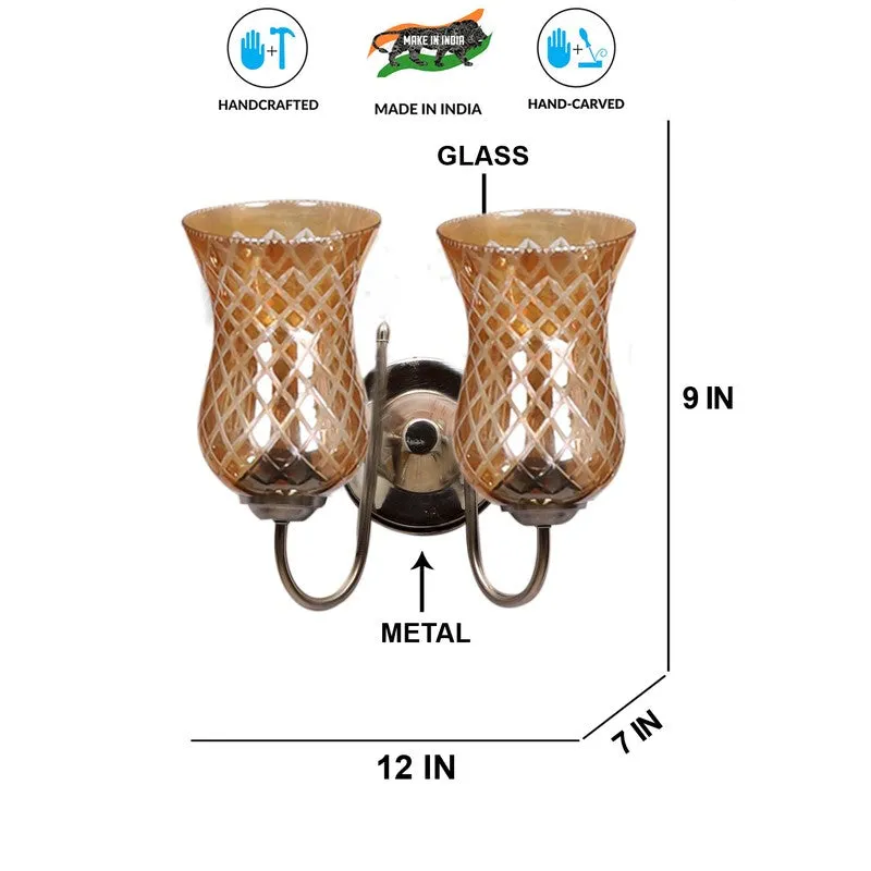 Honey Glow Decorative Steel Base Glass Wall Lamp media 11