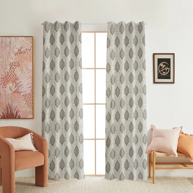 Curtique Printed Curtains (Brown) - Set Of Two media 1